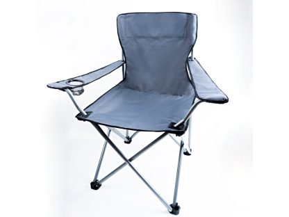 Lome Oxford - Camping stol med kop holder - Foldbar - Stålrør - Grå