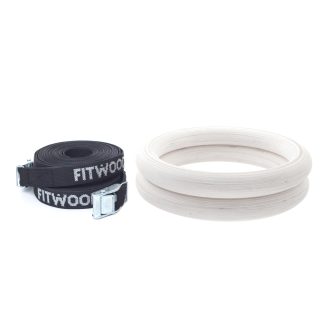 FitWood ULPU Gymnastikringe 28mm - Glazing-overflade / Sort Strop