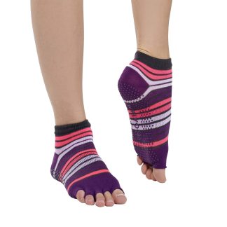 Gaiam Tåløse No-Slip Yoga Strømper Pink/Purple