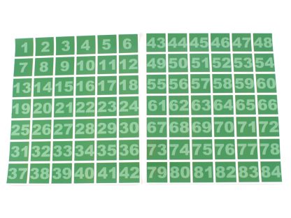 Klistermærkater numre 1 - 84 - Grøn