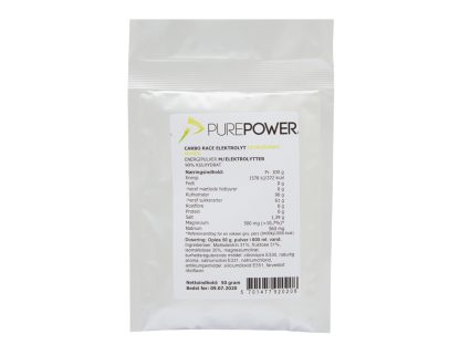 PurePower Carbo Race Elektrolyt - Energidrik - Citrus - 50 gram. M.H.T 06.09.2023
