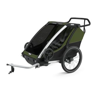 Thule Chariot Cab 2 - Multisportstrailer til 1-2 børn - Aluminum/Cypress Green