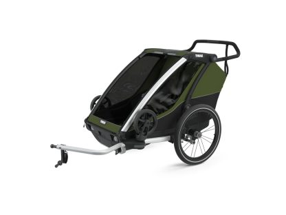 Thule Chariot Cab 2 - Multisportstrailer til 1-2 børn - Aluminum/Cypress Green