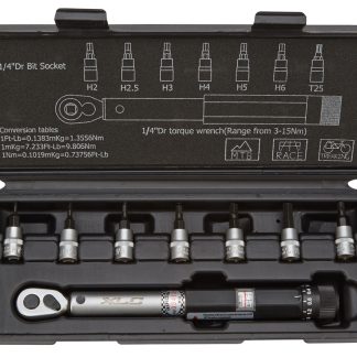 XLC Momentnøgle 3-15 Nm - 1/4" top - inklusiv bitssæt
