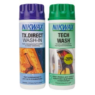 Nikwax Twinpack Tech Wash/TX-Direct - Vask og imprænering til vandtæt beklædning - 2 x 300