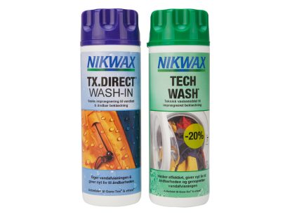 Nikwax Twinpack Tech Wash/TX-Direct - Vask og imprænering til vandtæt beklædning - 2 x 300