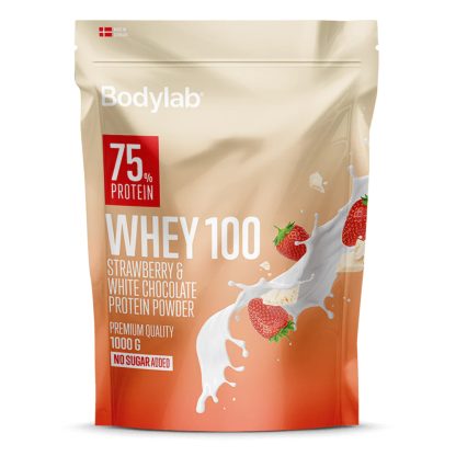 BodyLab Whey 100 Proteinpulver Jordbær Hvid Chokolade (1kg)