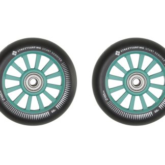 Streetsurfing - Nylon core hjul til løbehjul - 2 stk - 100mm - Grøn/Sort