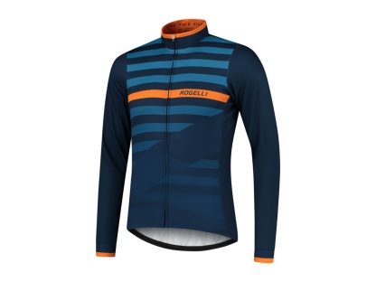 Rogelli Stripe - Cykeltrøje - Lange ærmer - Blå orange - Str. XL