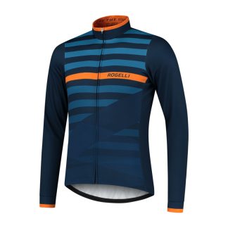 Rogelli Stripe - Cykeltrøje - Lange ærmer - Blå orange - Str. 3XL
