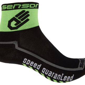 Sensor Race lite - Cykelstrømper - Sort/grøn - Str. 3-5 / 35-38