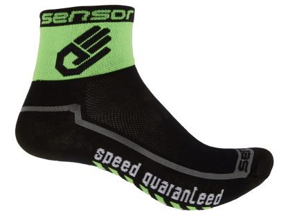 Sensor Race lite - Cykelstrømper - Sort/grøn - Str. 3-5 / 35-38