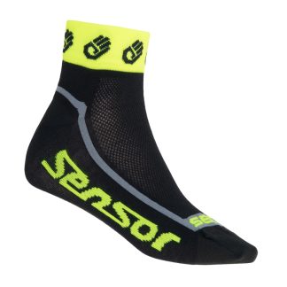 Sensor Race lite - Cykelstrømper - Sort/Neon gul - Str. 3-5 / 35-38