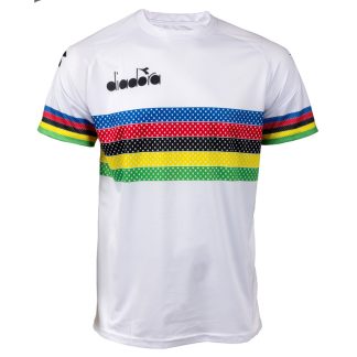 Diadora - Cykel T-Shirt med VM striber - Str. M - Hvid