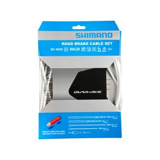Shimano Dura Ace Bremsekabelsæt - Road Polymer - For-og bagbremsekabel komplet - Hvid