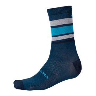 Endura BaaBaa - Merino Stripe Sock - Cykelstrømper - Blå - Str. L-XL