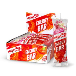 High5 Energybar - Hindbær med hvid chokolade - 55 gram - 1 kasse á 12 stk.